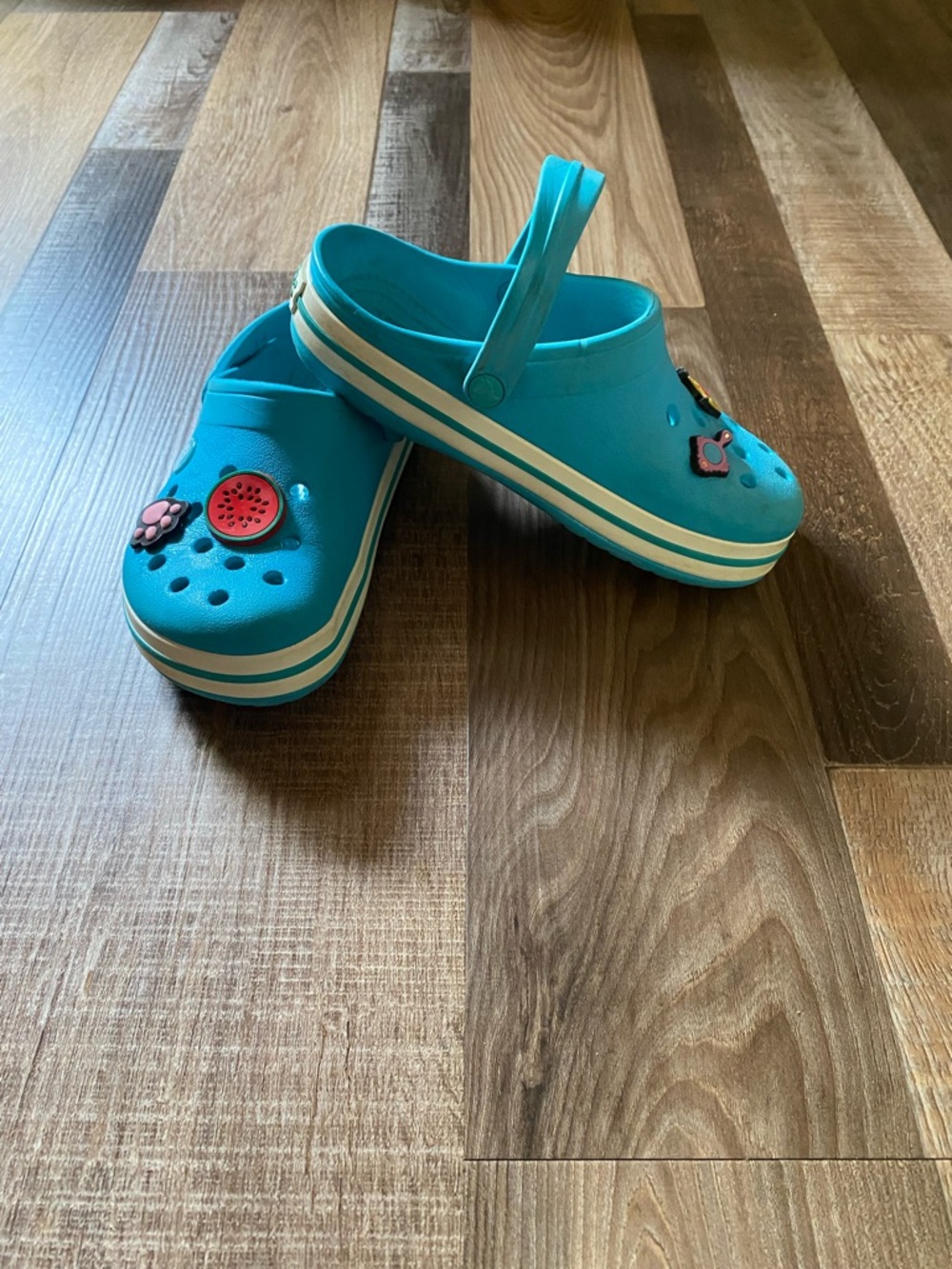 CROCS Kids Turquoise Slip-On Clogs with Decorative Jibbitz